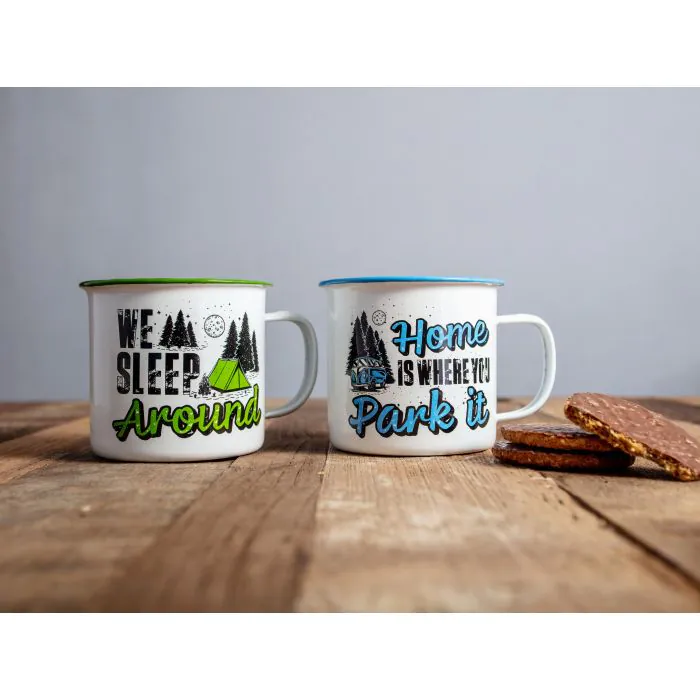 We Sleep Around' Camping Mug - Tin Travel Mug